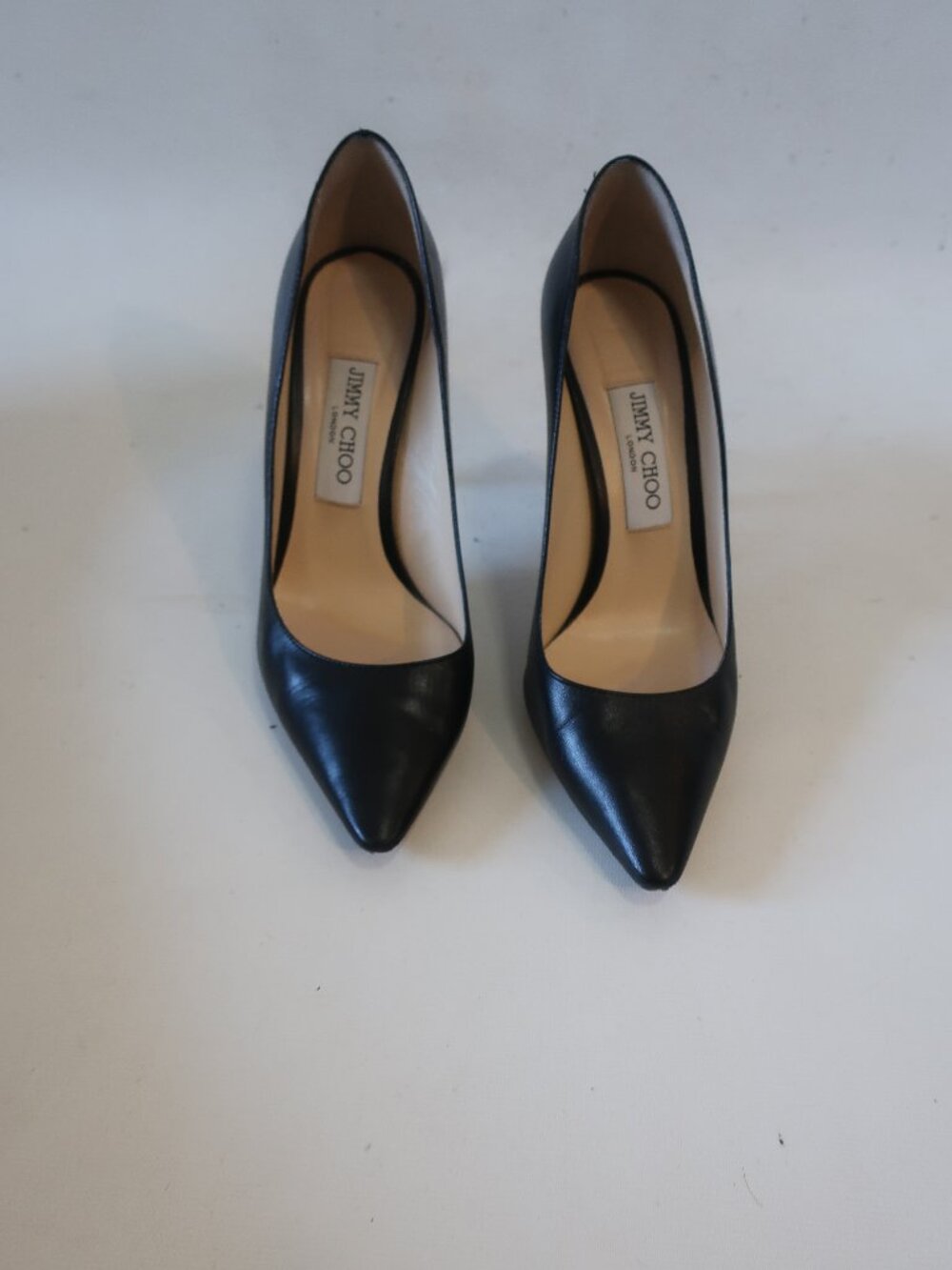 Women Jimmy Choo Black Leather High Heel Pumps 38 1/2 EU/US 8.5